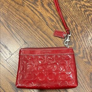 Coach Embossed Red Wristlet
